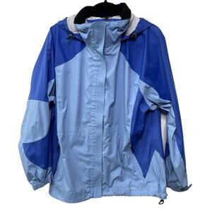 L.L. Bean Blue and Light Blue Colorblock Rain Jacket